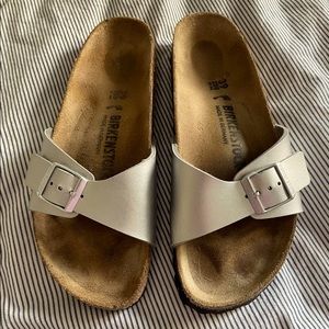 Birkenstock sandals, size 39, US 8, color silver